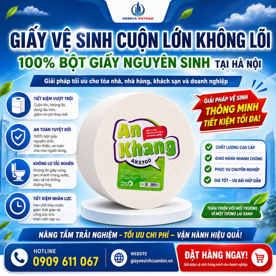 Mua giấy vệ sinh cuộn lớn không lõi Hà Nội uy tín giá sỉ tốt nhất tại Horeca Việt Nam