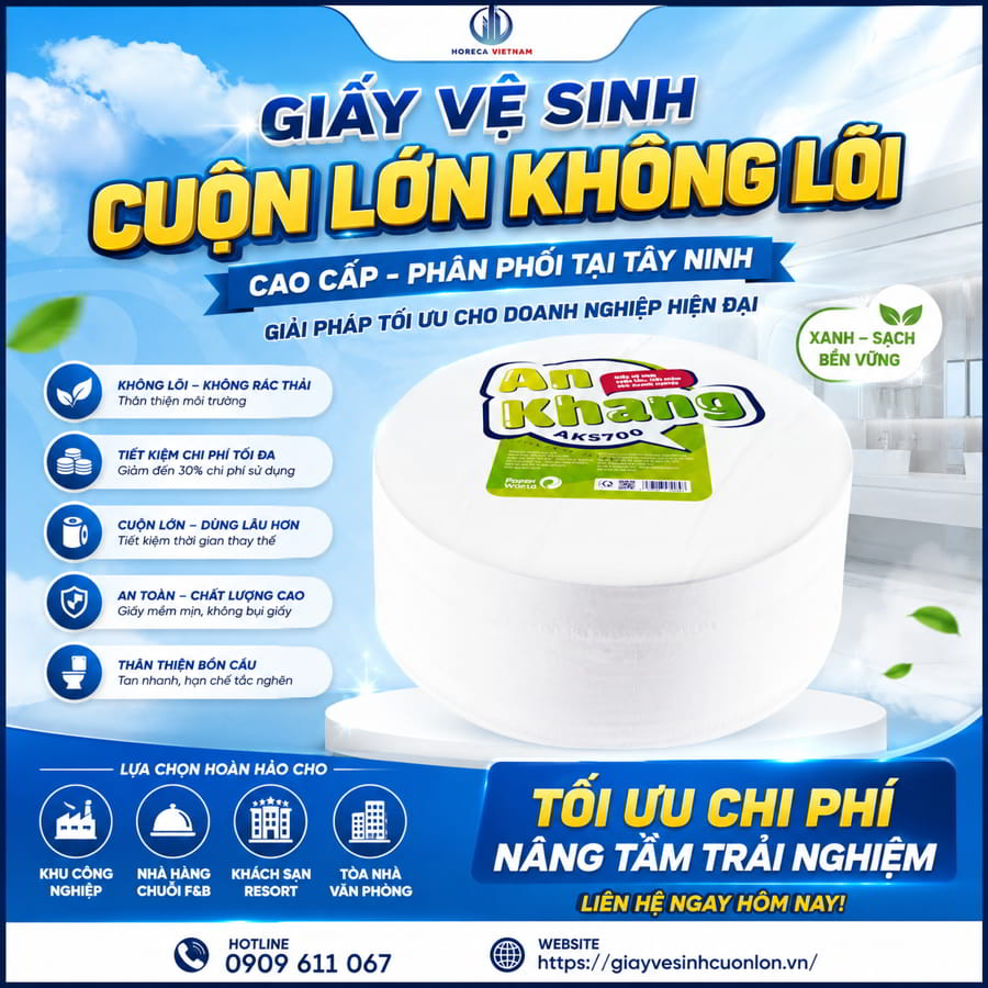 Cung cấp giấy vệ sinh cuộn lớn không lõi Tây Ninh uy tín giá sỉ tốt nhất tại Horeca Việt Nam