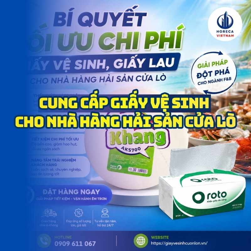 Horeca Việt Nam cung cấp giấy vệ sinh cho nhà hàng hải sản Cửa Lò giá sỉ tốt nhất giao hàng tận nơi