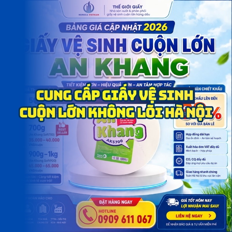 Horeca Việt Nam cung cấp giấy vệ sinh cuộn lớn không lõi hà nội giá tốt giao hàng tận nơi