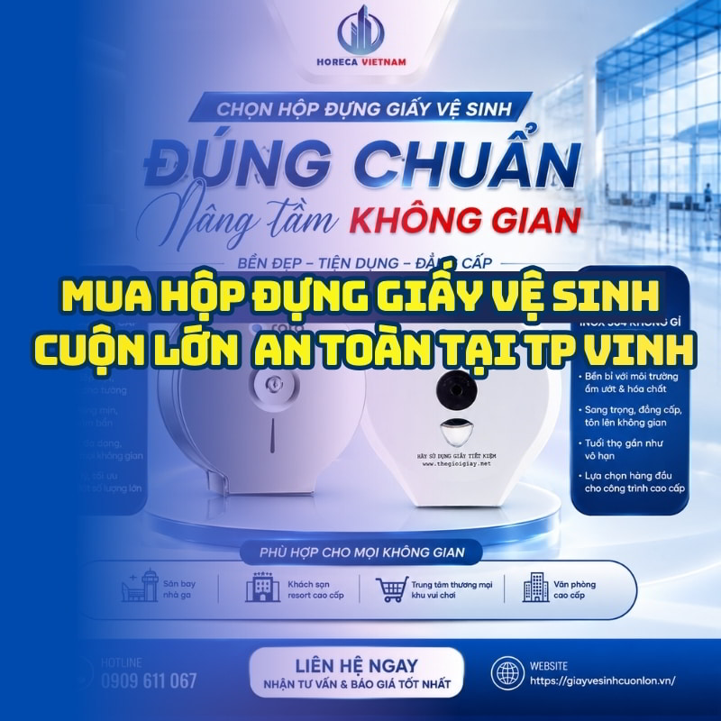 Horeca Việt Nam cung cấp hộp đựng giấy vệ sinh cuộn lớn TP Vinh uy tín lắp đặt tận nơi