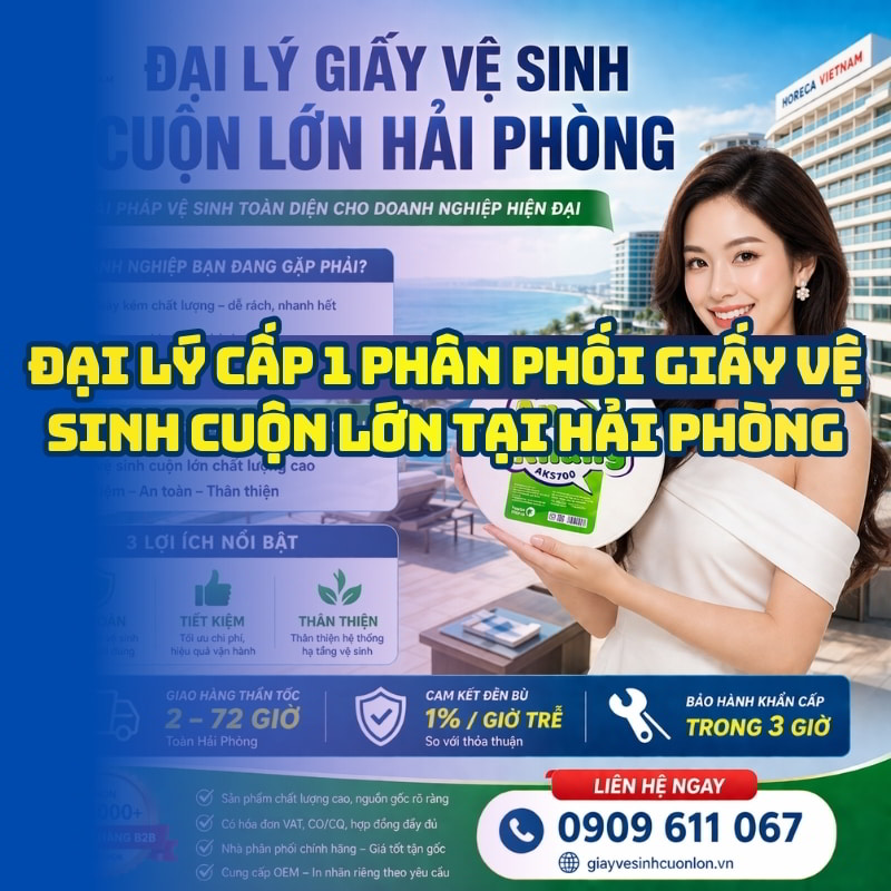 Horeca Việt Nam đại lý giấy vệ sinh cuộn lớn Hải Phòng giá tốt giao hàng tận nơi