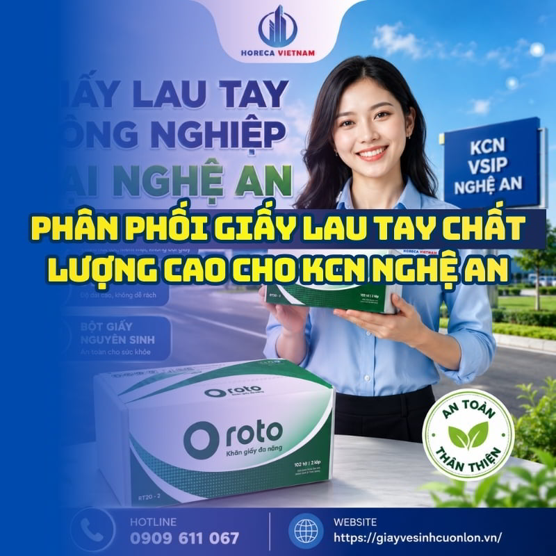 Horeca Việt Nam nhà phân phối giấy lau tay công nghiệp tại Nghệ An cao cấp giao hàng tận nơi