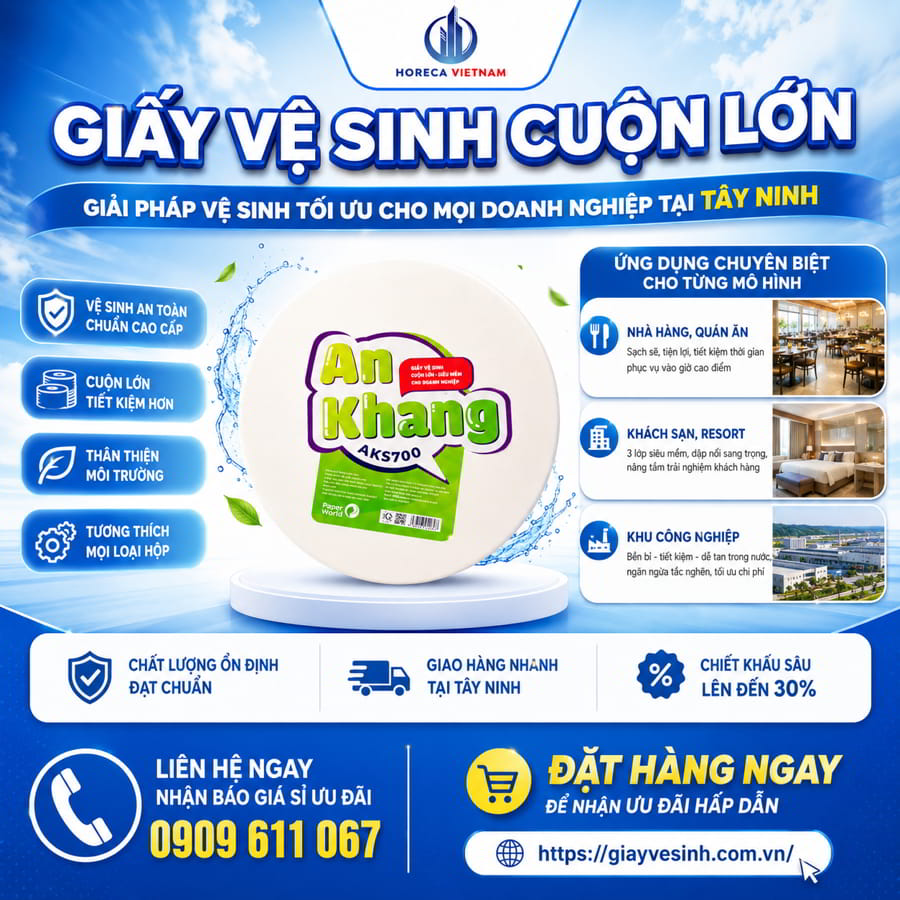 Horeca Việt Nam xưởng giấy vệ sinh cuộn lớn Tây Ninh uy tín giá tốt