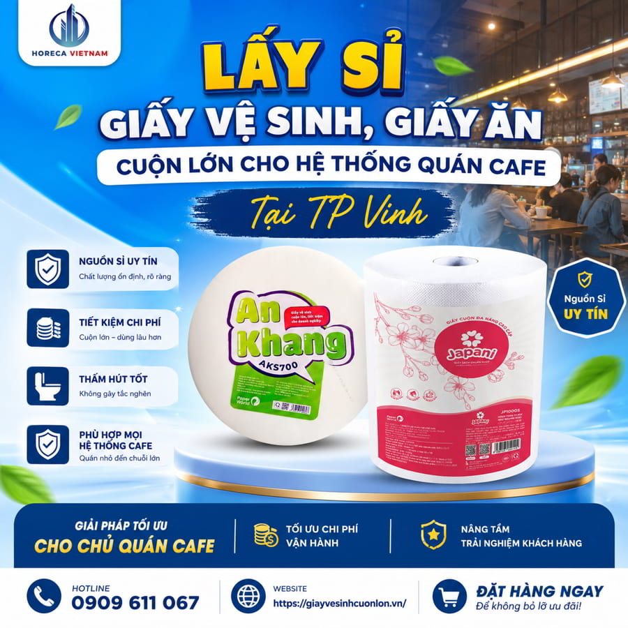Nguồn sỉ giấy vệ sinh cho quán cafe TP Vinh uy tín giá tốt tại Horeca Việt Nam