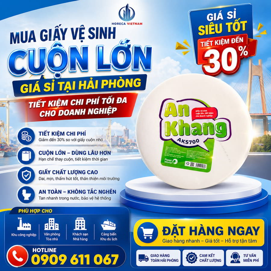 Mua giấy vệ sinh cuộn lớn tại Hải Phòng tiết kiệm chi phí tốt đa cho doanh nghiệp.