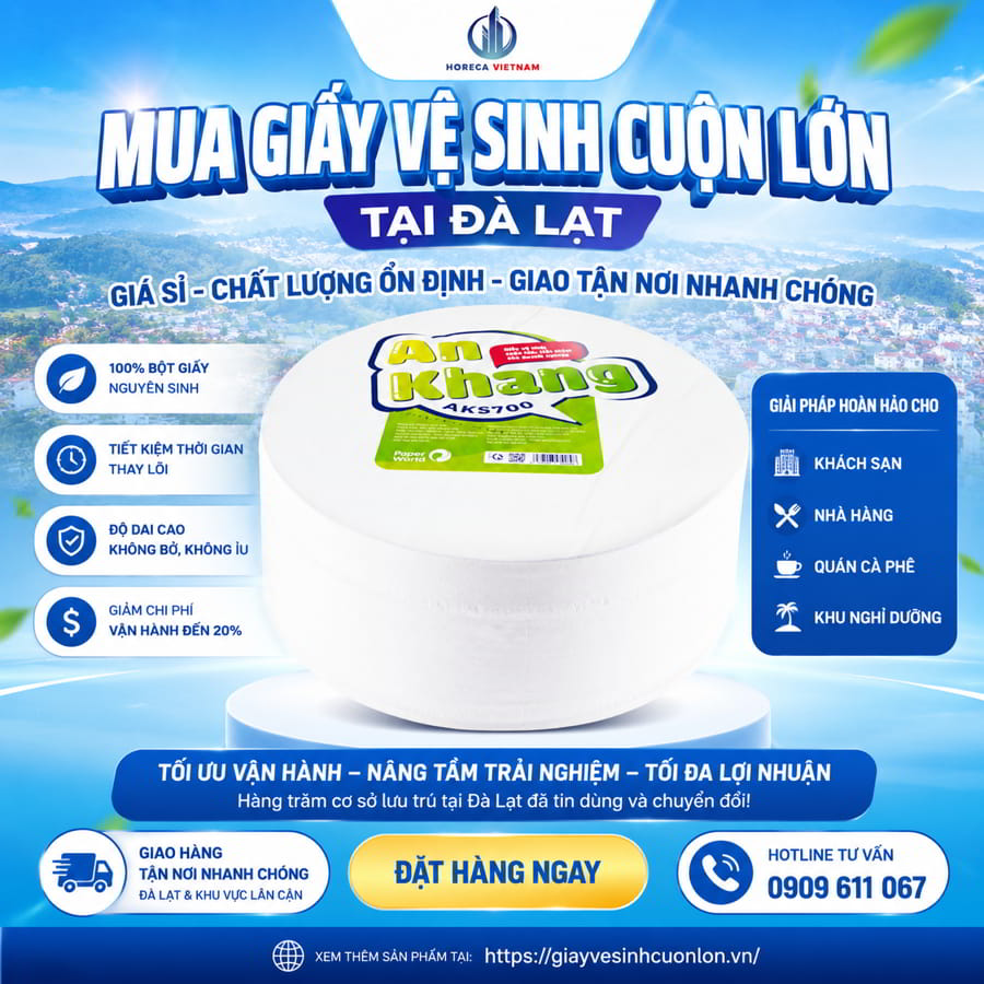 Mua giấy vệ sinh cuộn lớn tại Đà Lạt giá sỉ chất lượng ổn định giào tận nơi tại Horeca Việt Nam