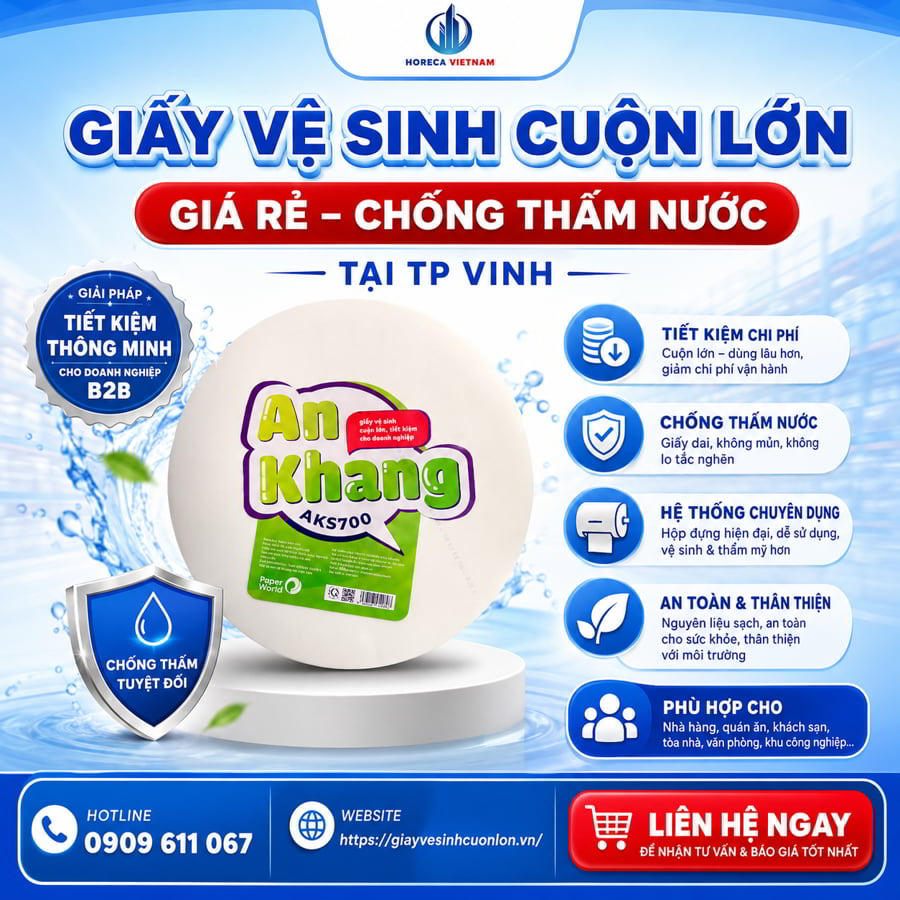 Nguồn lấy sỉ giấy vệ sinh cuộn lớn giá rẻ TP Vinh uy tín giá tốt tại Horeca Việt Nam