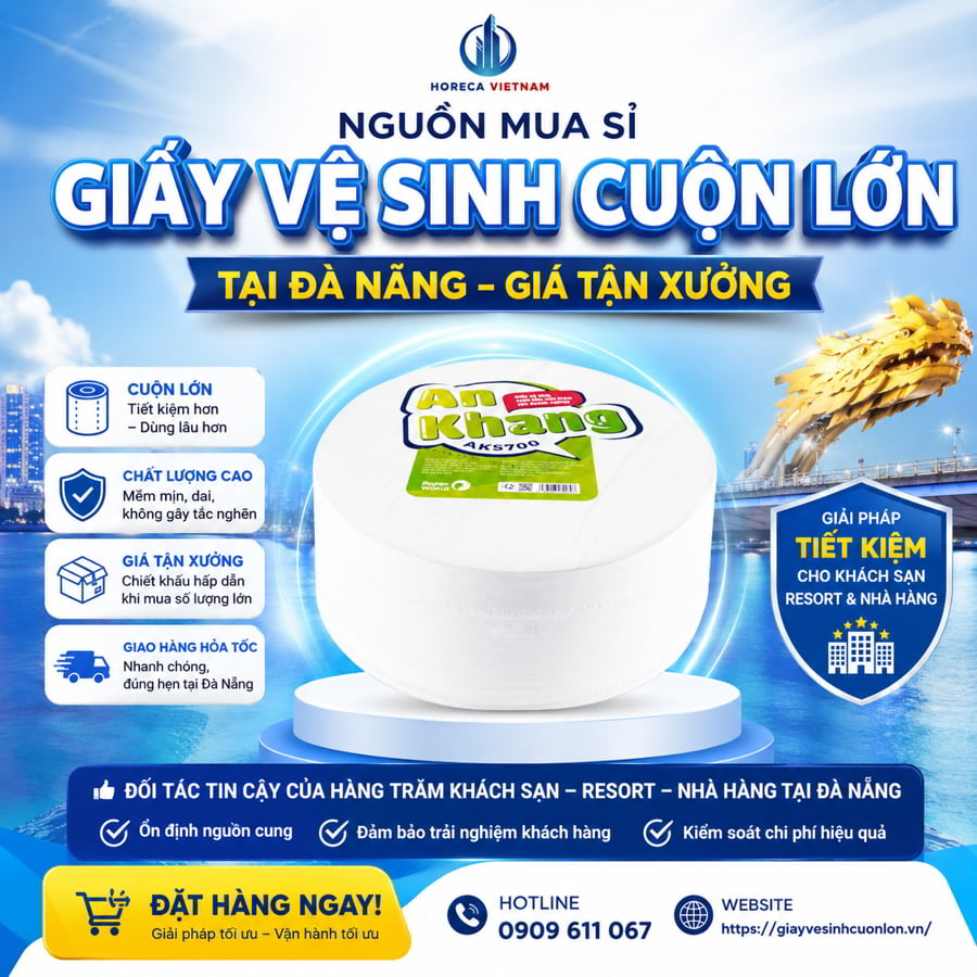 Horeca Việt Nam nguồn mua sỉ giấy vệ sinh cuộn lớn ở Đà Nẵng uy tín giá tốt nhất