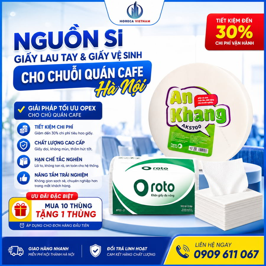 Cung cấp giấy lau tay cho quán cafe Hà Nội uy tín giá sỉ tốt nhất tại Horeca Việt Nam