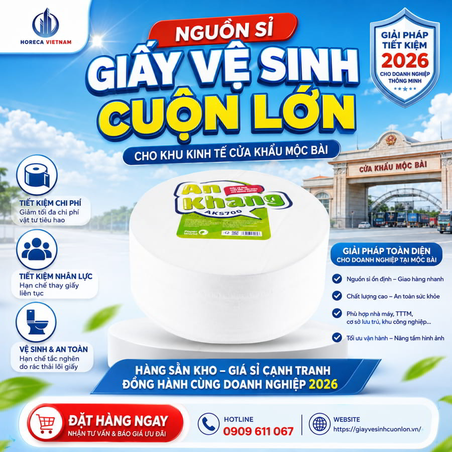 Horeca Việt Nam nguồn cung cấp giấy vệ sinh cho khu kinh tế Mộc Bài uy tín giá sỉ tốt nhất