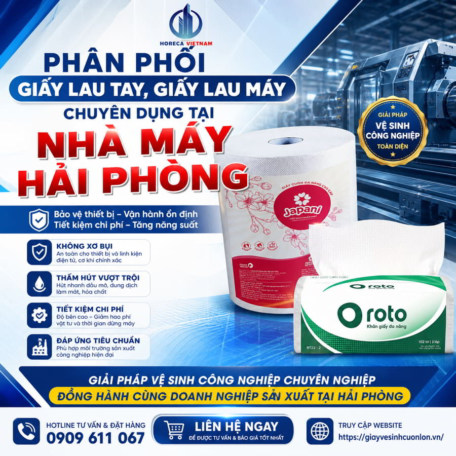 Horeca Việt Nam phân phối giấy lau máy công nghiệp hải phòng uy tín giá tốt nhất