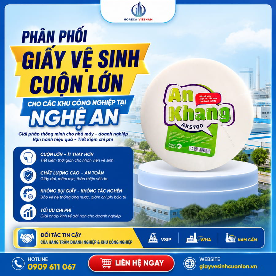 Horeca Việt Nam nhà phân phối giấy vệ sinh cho khu công nghiệp Nghệ An uy tín giá sỉ tốt nhất