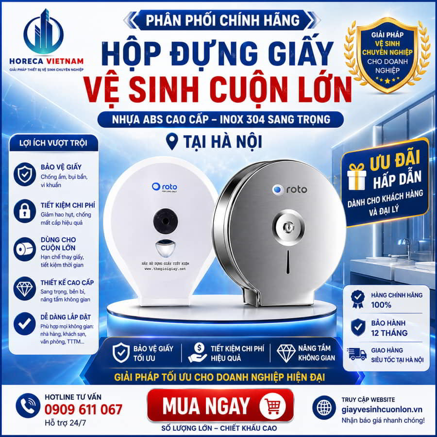 Horeca Việt Nam phân phối hộp đựng giấy vệ sinh cuộn lớn Hà Nội