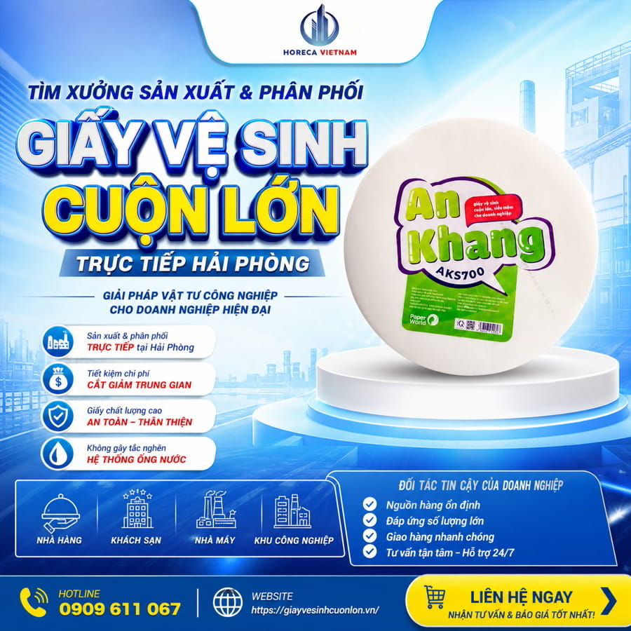 Xưởng giấy vệ sinh cuộn lớn Hải Phòng uy tín giá sỉ tốt nhất tại Horeca Việt Nam