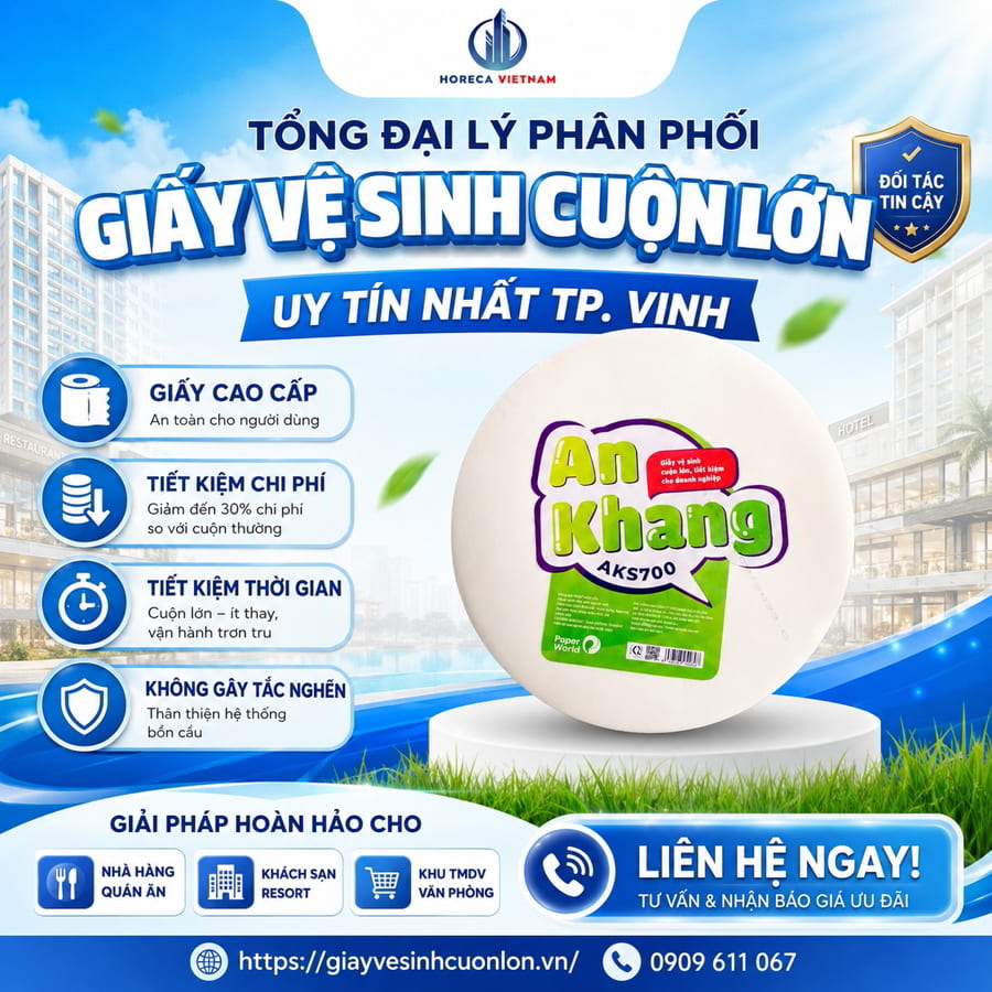 Tổng đại lý giấy vệ sinh cuộn lớn TP Vinh uy tín giá sỉ tốt nhất tại Horeca Việt Nam