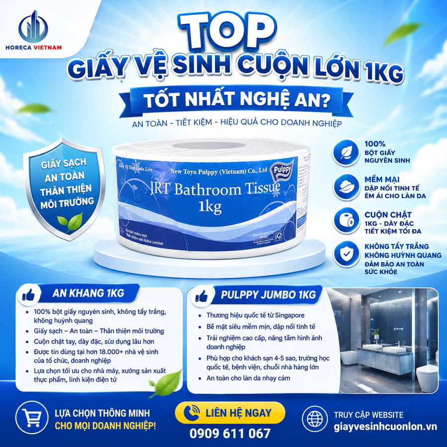 Top giấy vệ sinh cuộn lớn 1kg tại Nghệ An tốt nhất tại Horeca Việt Nam