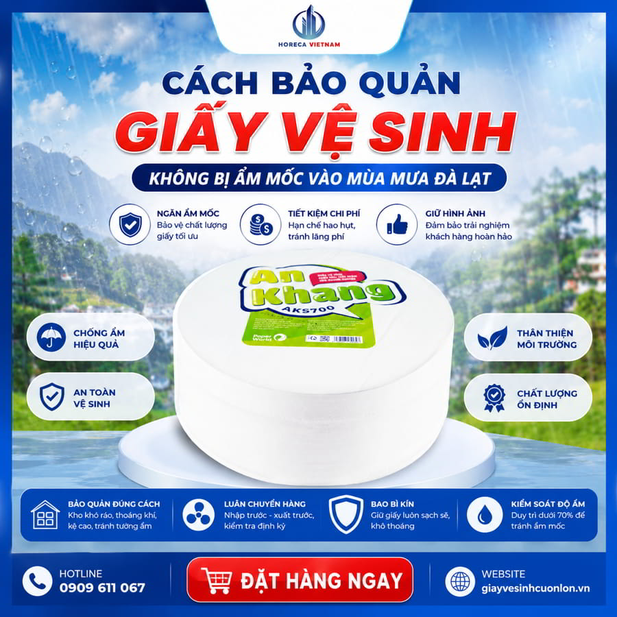 Cách bảo quản giấy vệ sinh không bị ẩm mốc vào mùa mưa Đà Lạt