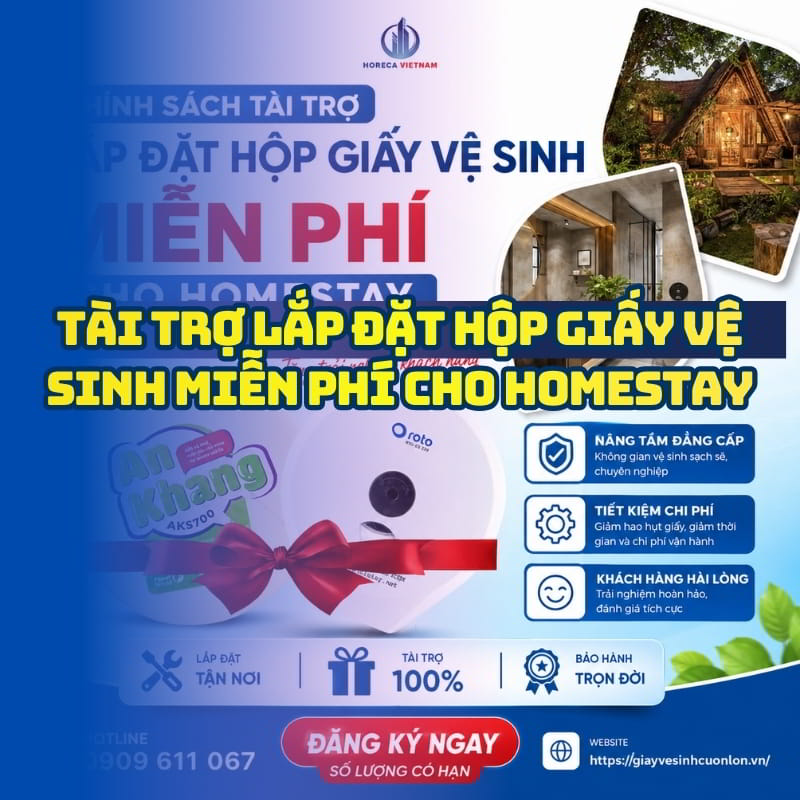 Chính sách tài trợ hộp giấy vệ sinh cho homestay Đà Lạt tiết kiệm chi phí tại Horeca Việt Nam