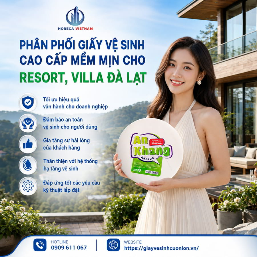 Cung cấp giấy vệ sinh cho resort villa Đà Lạt chính hãng cao cấp giá tốt nhất tại Horeca Việt Nam