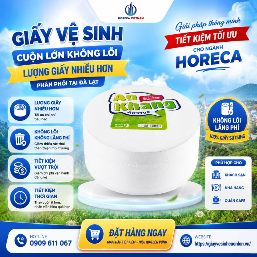 Cung cấp giấy vệ sinh cuộn lớn không lõi Đà Lạt uy tín giá tốt nhất tại Horeca Việt Nam