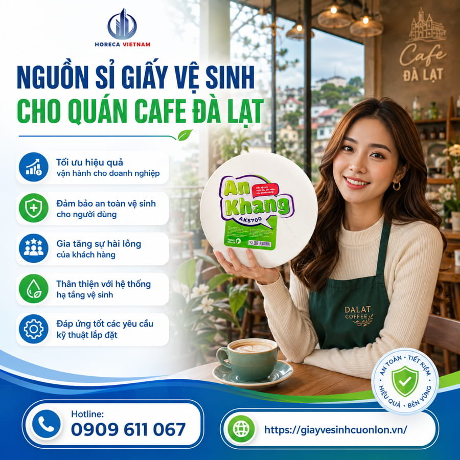Horeca Việt Nam nguồn sỉ giấy vệ sinh cho quán cafe Đà Lạt uy tín