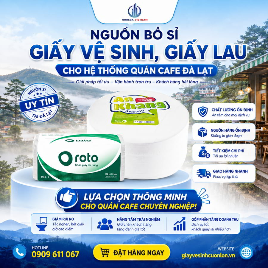 Nguồn sỉ giấy vệ sinh cho quán cafe Đà Lạt uy tín tại Horeca Việt Nam