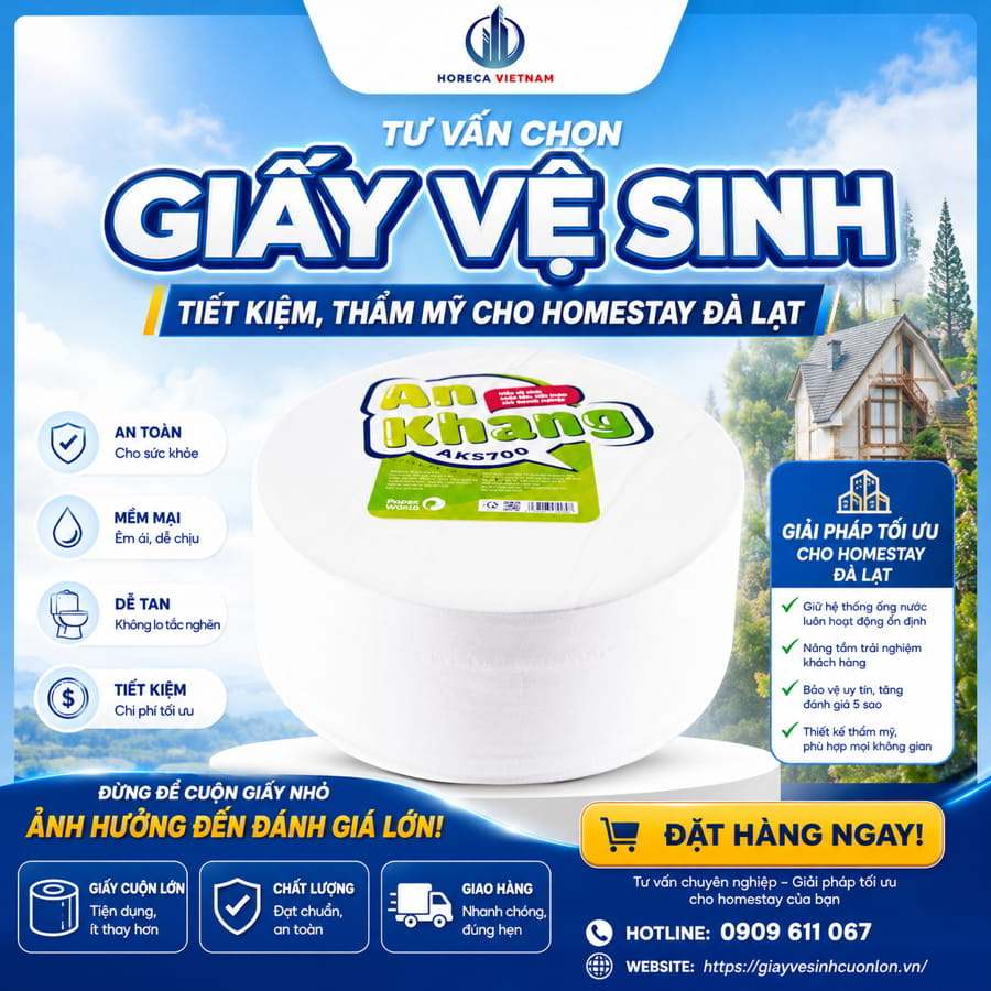 Tư vấn chọn mua giấy vệ sinh cho homestay Đà Lạt uy tín giá sỉ tốt nhất tại Horeca Việt Nam
