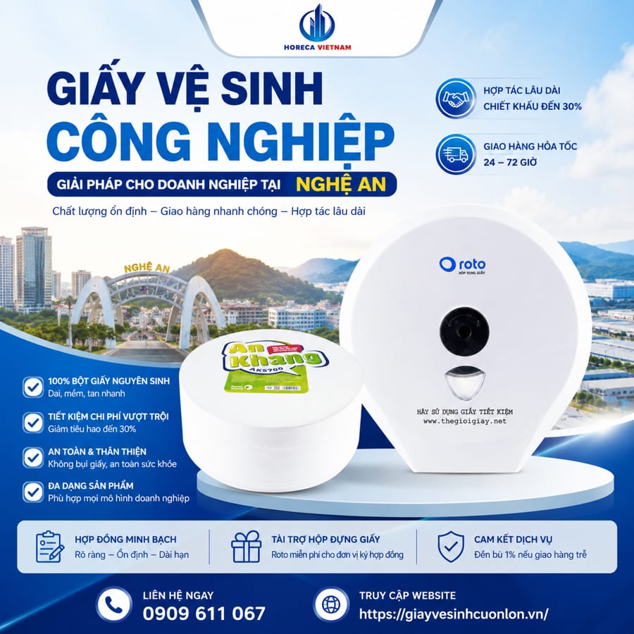 Báo giá giấy vệ sinh công nghiệp Nghệ An tốt nhất tại Horeca Việt Nam
