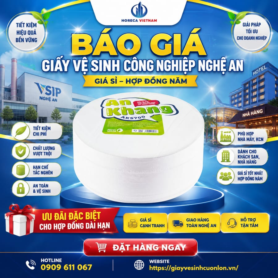 Báo giá giấy vệ sinh công nghiệp Nghệ An uy tín tại Horeca Việt Nam