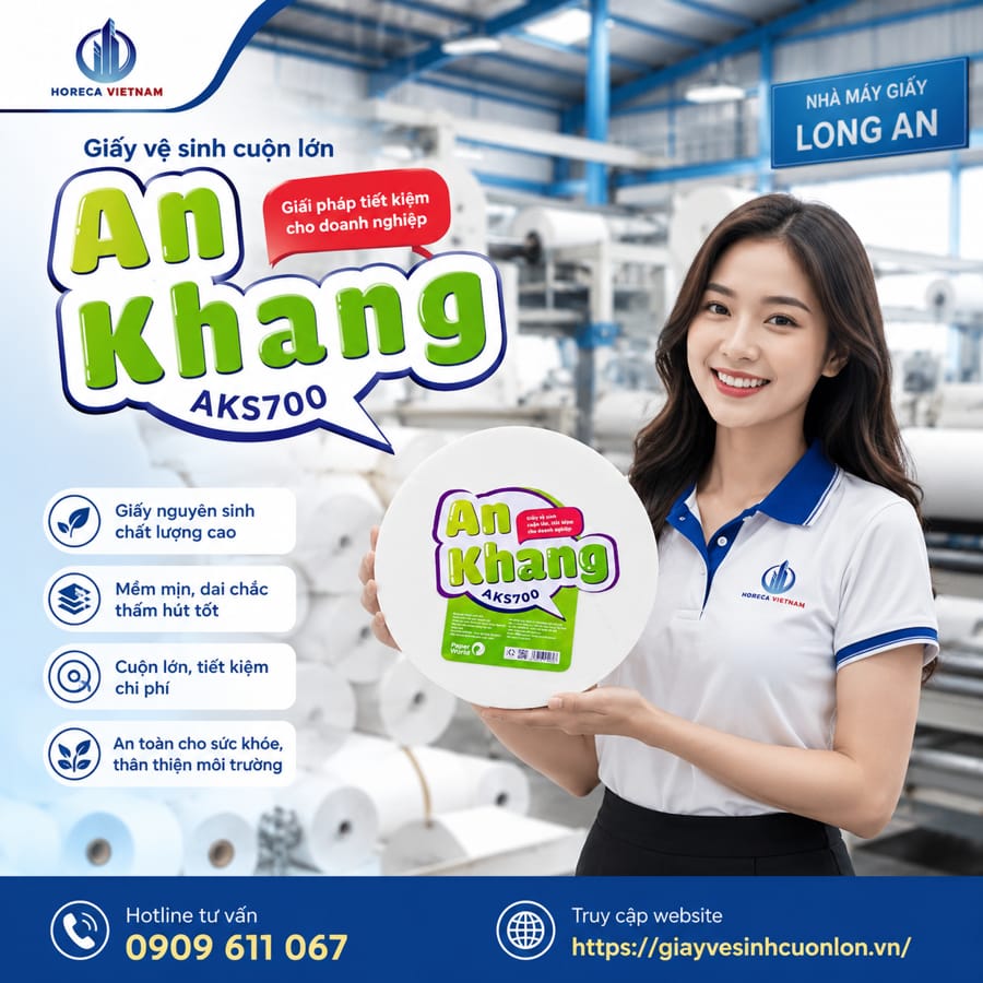 Báo giá giấy vệ sinh cuộn lớn cho nhà máy Long An tốt nhất tại Horeca Việt Nam