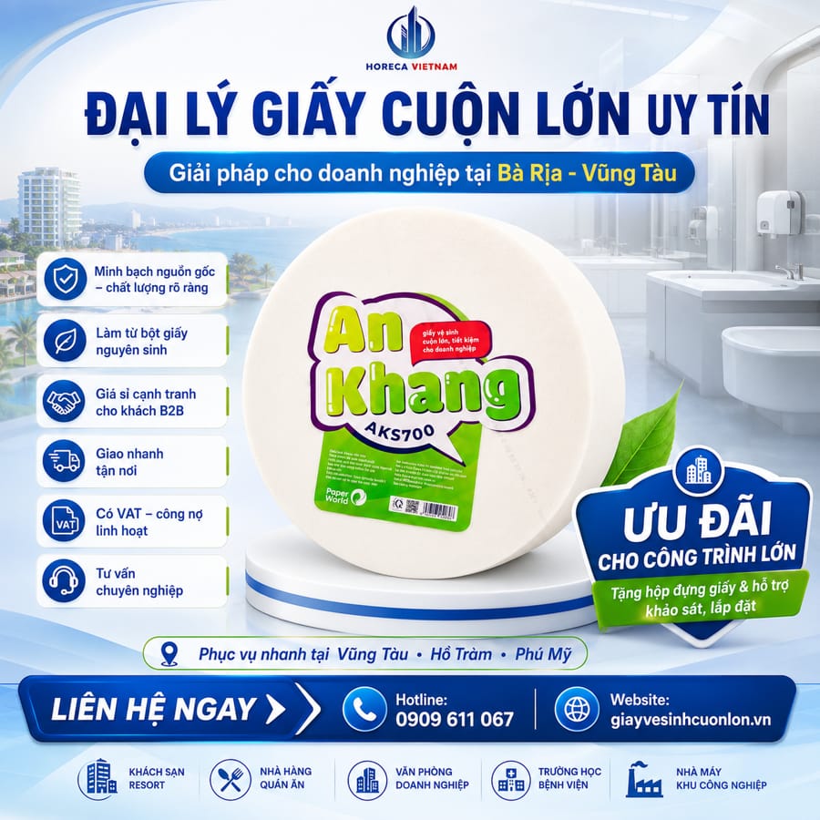 Đại lý giấy vệ sinh công nghiệp giá sỉ Bà Rịa - Vũng Tàu uy tín giá sỉ tốt nhất tại Horeca Việt Nam