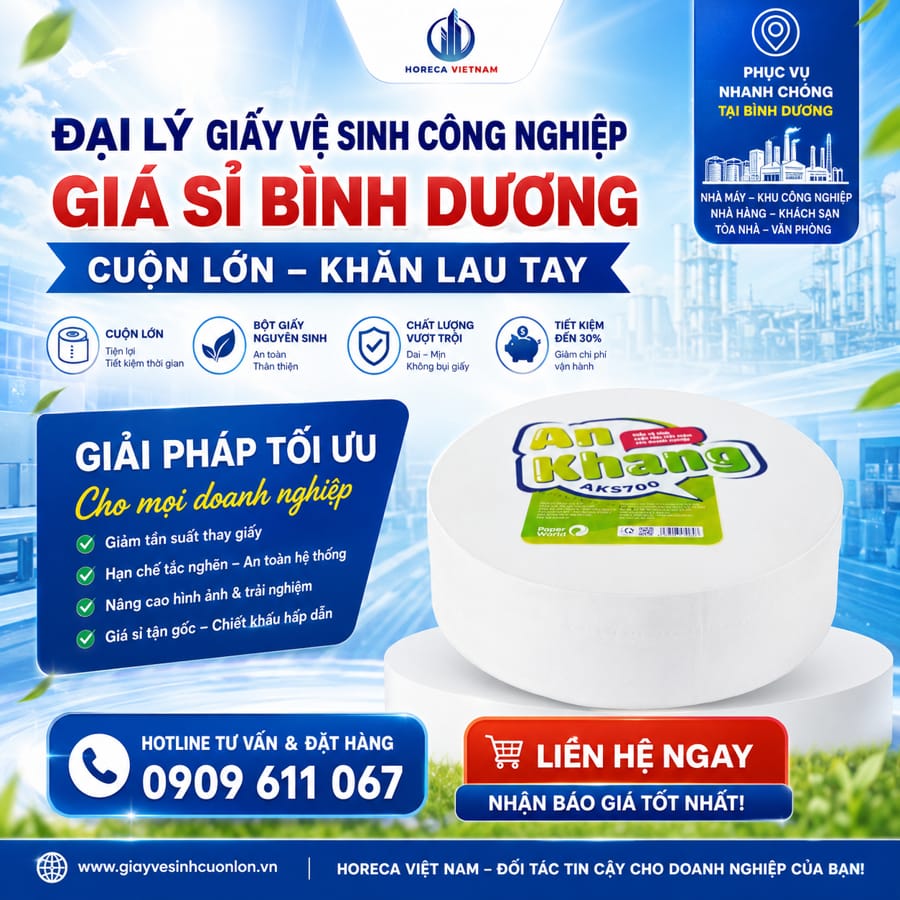Đại lý giấy vệ sinh công nghiệp giá sỉ Bình Dương uy tín giá sỉ tốt nhất tại Horeca Việt Nam