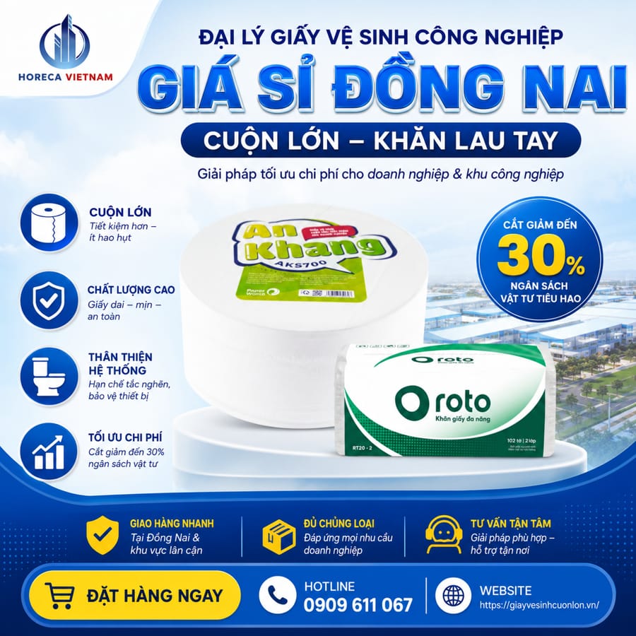 Đại lý giấy vệ sinh công nghiệp giá sỉ Đồng Nai uy tín giá sỉ tốt nhất tại Horeca Việt Nam