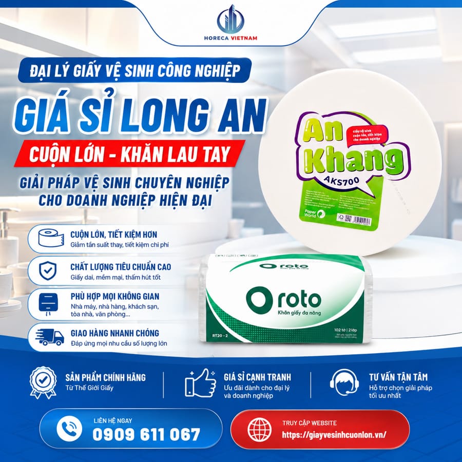 Đại lý giấy vệ sinh công nghiệp giá sỉ Long An uy tín giá tốt nhất tại Horeca Việt Nam