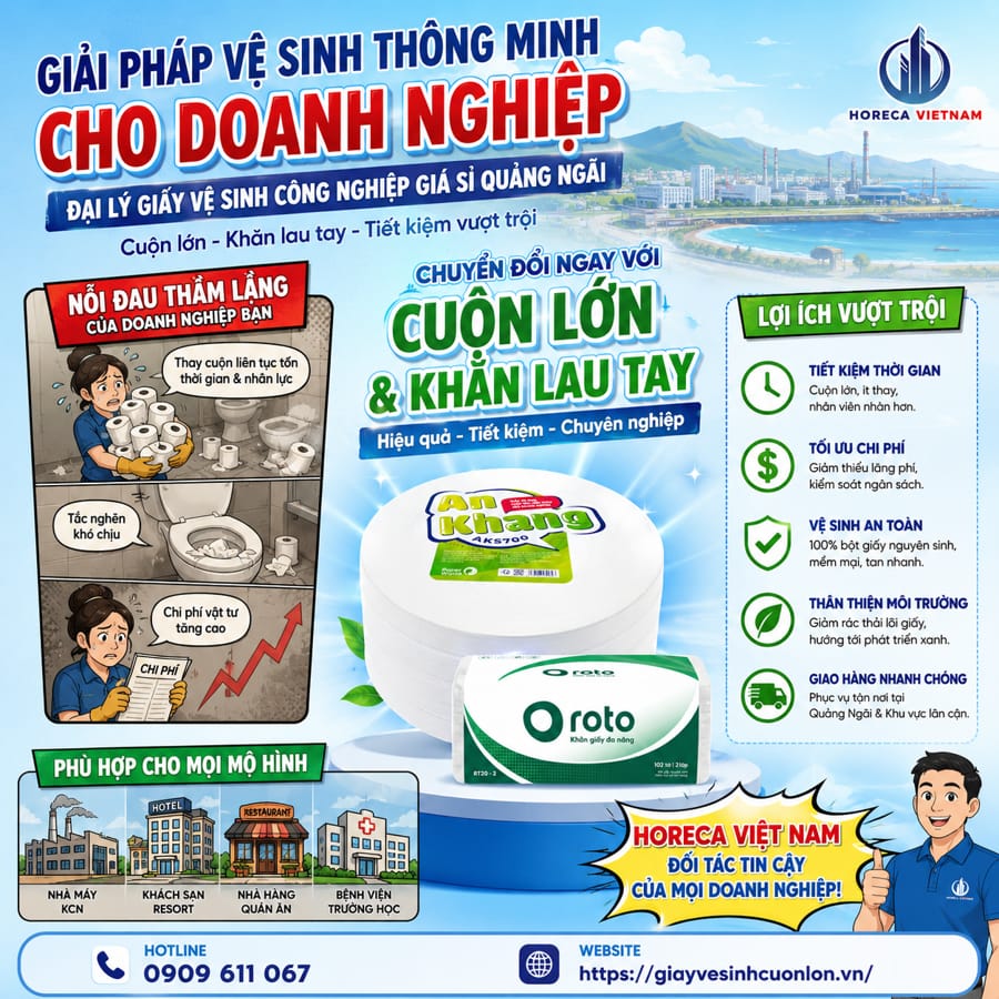 Đại lý giấy vệ sinh công nghiệp giá sỉ Quảng Ngãi uy tín giá tốt nhất tại Horeca Việt Nam