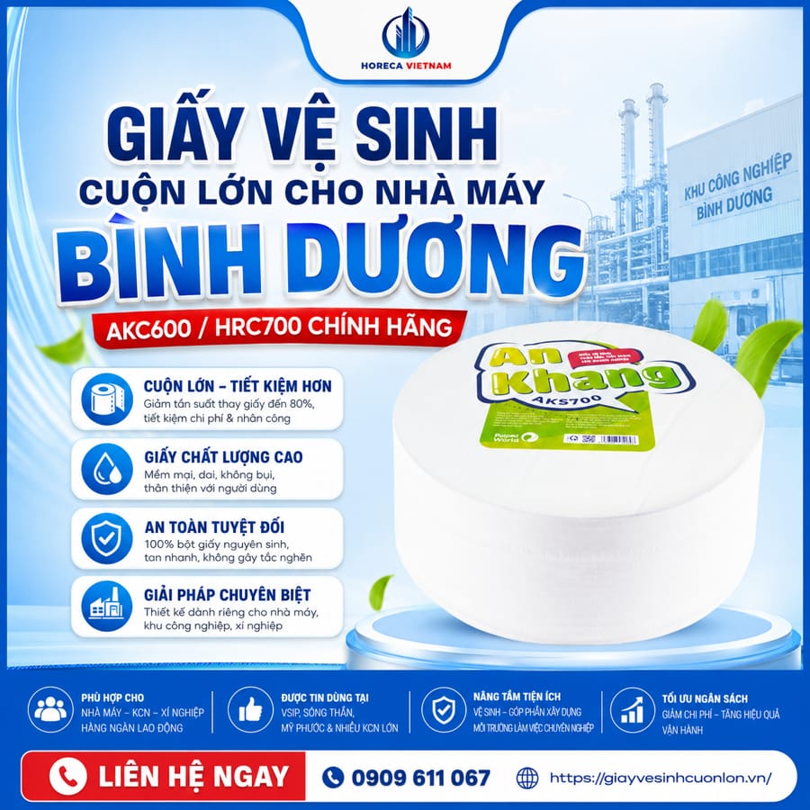 Cung cấp giấy vệ sinh cuộn lớn cho nhà máy Bình Dương uy tín tại Horeca Việt Nam