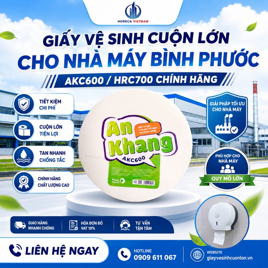 Cung cấp giấy vệ sinh cuộn lớn cho nhà máy Bình Phước uy tín giá sỉ tốt nhất tại Horeca Việt Nam