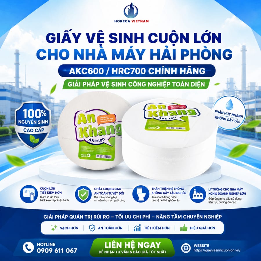 Cung cấp giấy vệ sinh cuộn lớn cho nhà máy Hải Phòng uy tín giá tốt nhất