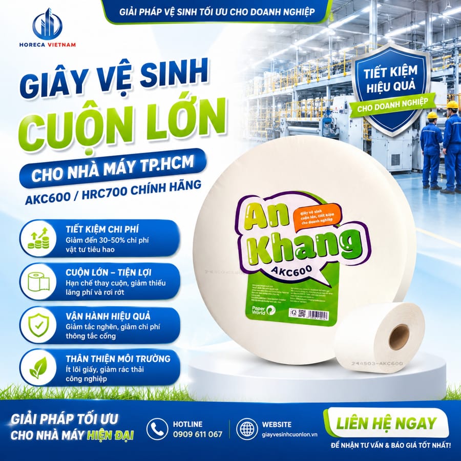 Cung cấp giấy vệ sinh cuộn lớn cho nhà máy TP.HCM uy tín giá tốt nhất tại Horeca Việt Nam