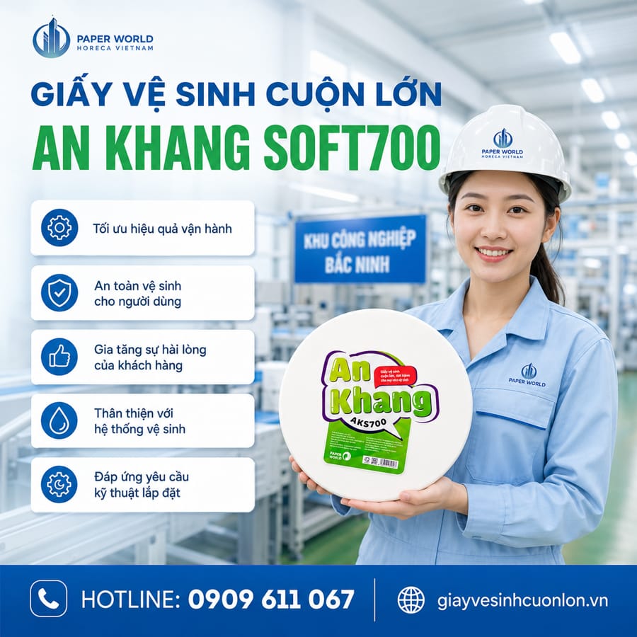 Horeca Việt Nam cung cấp giấy vệ sinh cuộn lớn chuẩn cho nhà máy tốt nhất