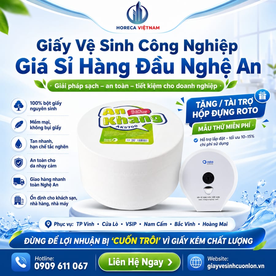 Horeca Việt Nam đại lý giấy vệ sinh công nghiệp giá sỉ Nghệ An tốt nhất