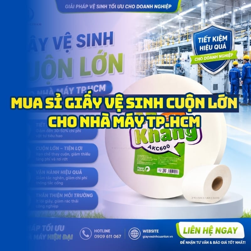 Horeca Việt Nam địa chỉ mua giấy vệ sinh cuộn lớn cho nhà máy TP.HCM giá sỉ tận xưởng giao hàng tận nơi