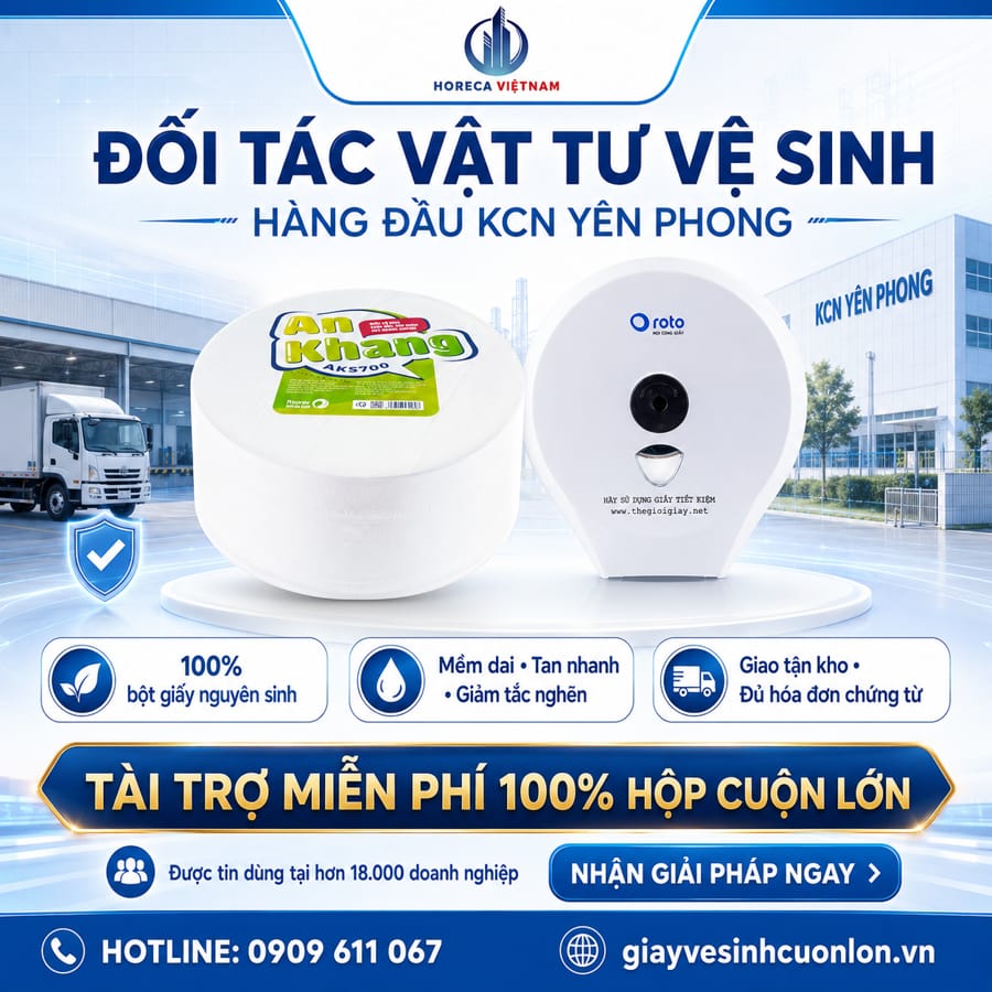Horeca Việt Nam đối tác cung cấp vật tư vệ sinh nhà máy KCN Yên Phong tốt nhất