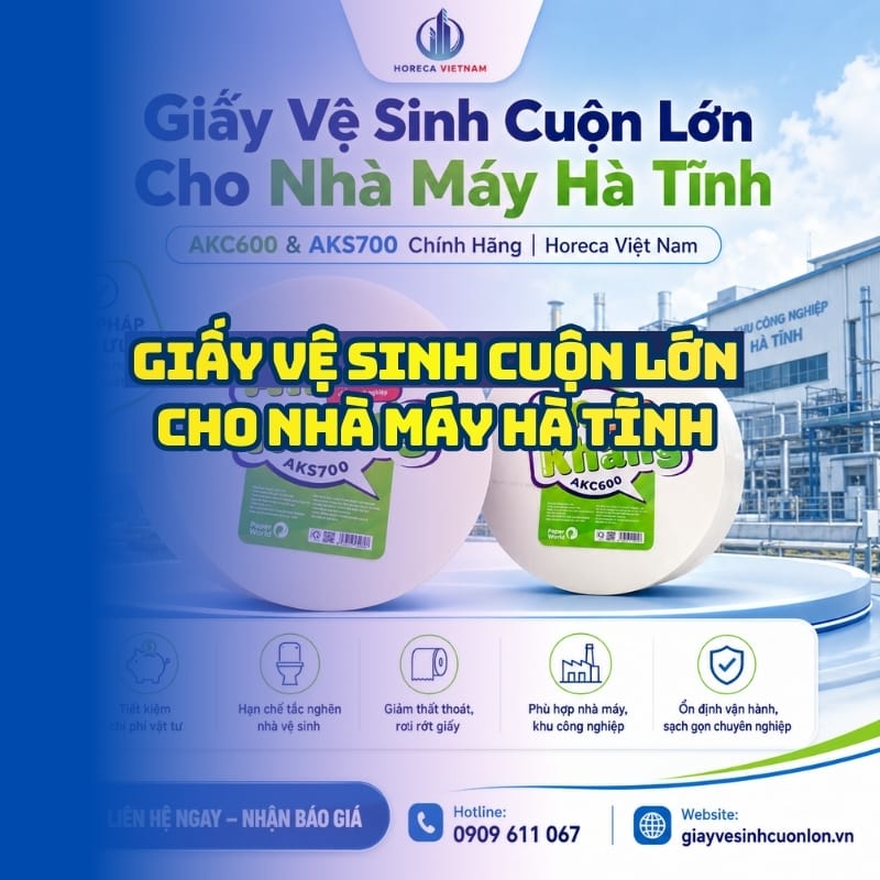 Horeca Việt Nam nhà phân phối giấy vệ sinh cuộn lớn cho nhà máy Hà Tĩnh giá tốt giao nhanh
