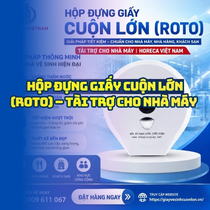 Horeca Việt Nam tài trợ hộp đựng giấy vệ sinh cuộn lớn cao cấp lắp đặt tận nơi