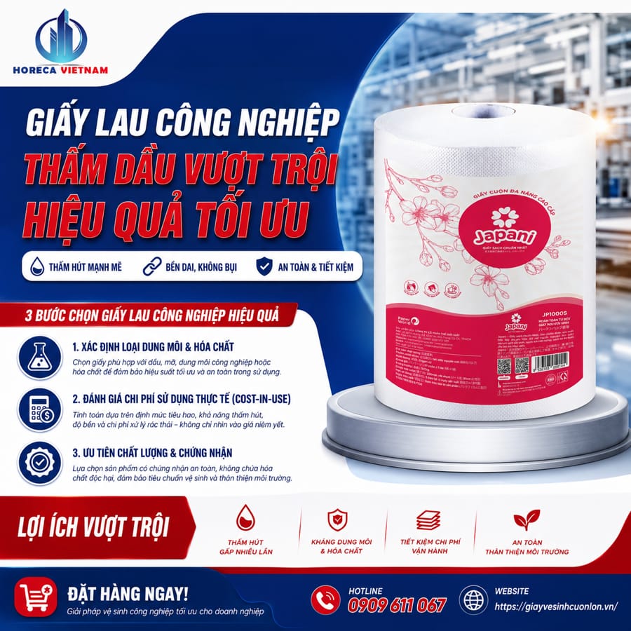 Mua giấy lau công nghiệp thấm dầu hiệu quả tối ưu tại Horeca Việt Nam