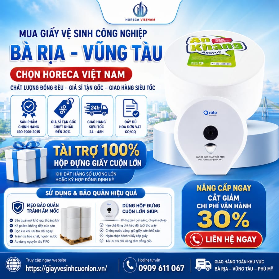 Mua giấy vệ sinh công nghiệp Bà Rịa - Vũng Tàu tốt nhất tại Horeca Việt Nam