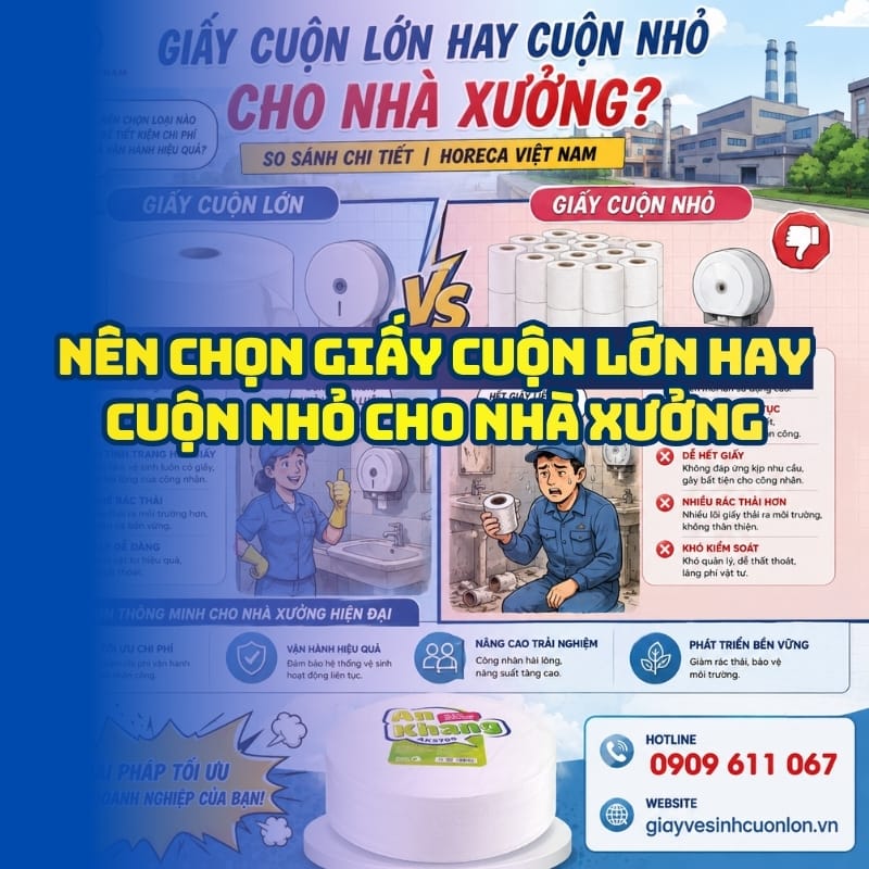 Nên chọn giấy cuộn lớn hay cuộn nhỏ cho nhà xưởng so sánh chi tiết tại Horeca Việt Nam
