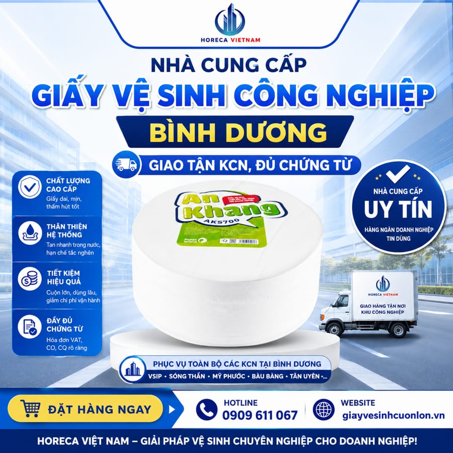 Nhà cung cấp giấy vệ sinh công nghiệp Bình Dương uy tín giá sỉ tốt nhất tại Horeca Việt Nam